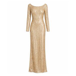 Sorella Vita Long Sleeved Gold Sequined Bridesmaid Dress NWT size 12